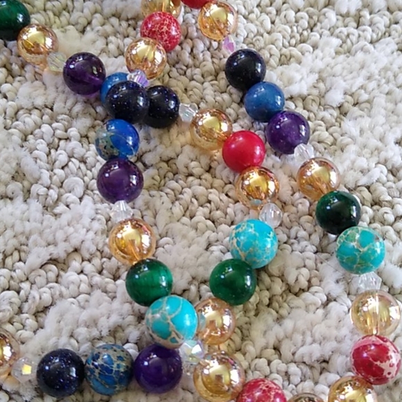 Handmade Gemstone Necklace Set Jasper Cross - Picture 4 of 8